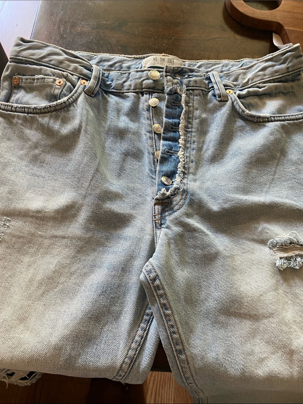 We The Free Light Blue Wide-Leg Button-Fly Women's Jeans